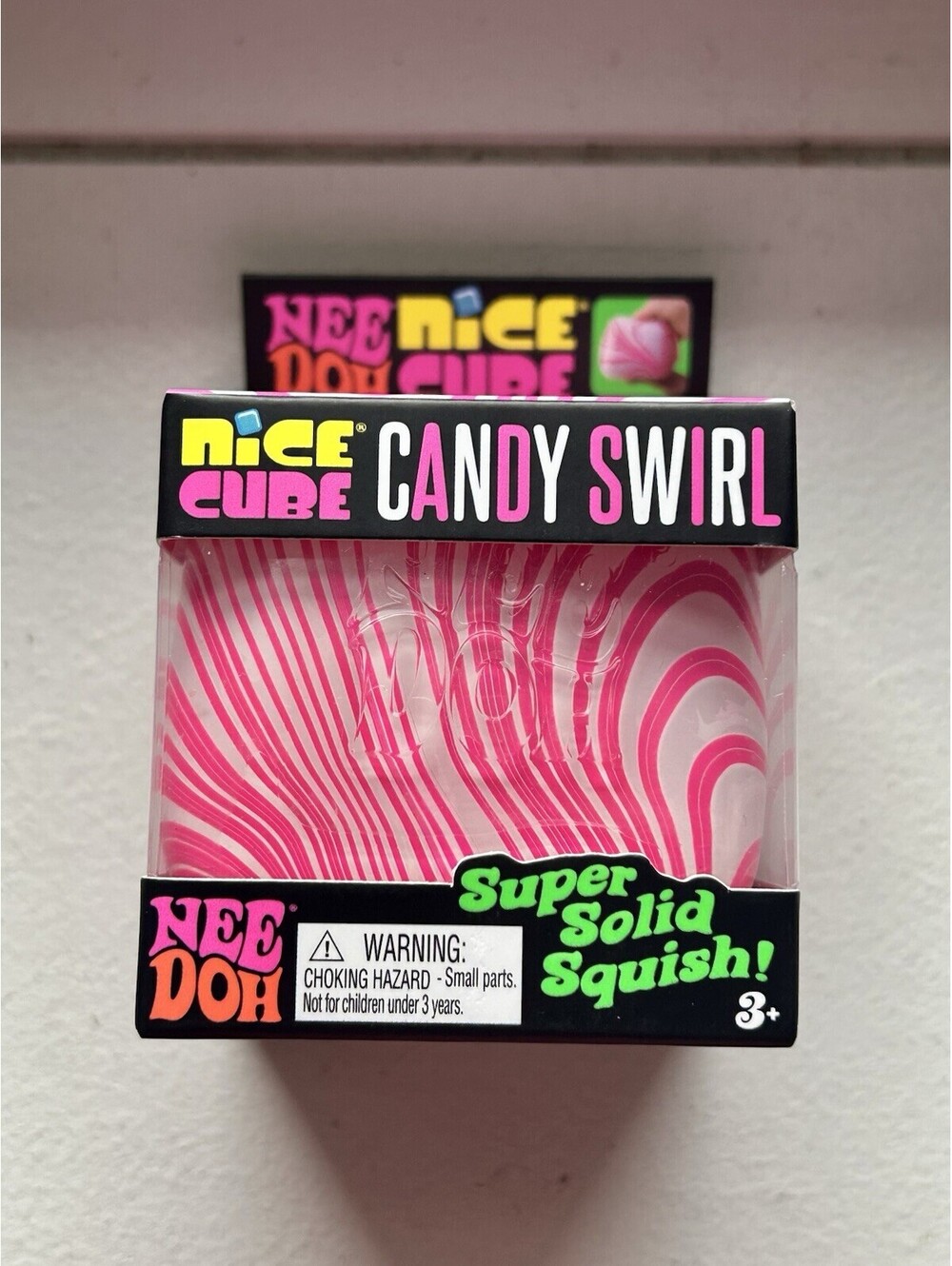 Nee Doh Nice Cube Candy Swirl Super Solid Squish NIB Hot Pink